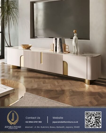 Meja TV Console Mewah Modern Model Lengkung