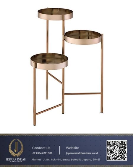 Rak Pot Bunga Minimalis Modern 3 Tingkat Gold