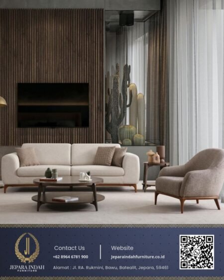 Set Sofa Ruang Tamu Mewah Mid-Century