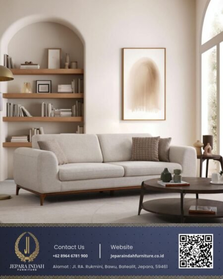 Set Sofa Ruang Tamu Mewah Mid-Century