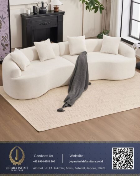 Sofa Ruang Tamu Estetik Lengkung Minimalis Curved