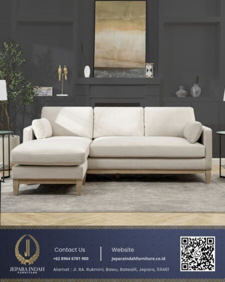 Sofa Sectional Cloud Putih Estetik U-Shape Minimalis Empuk