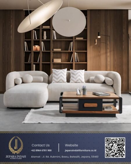 Sofa Sudut Ruang Tamu Estetik Japandi