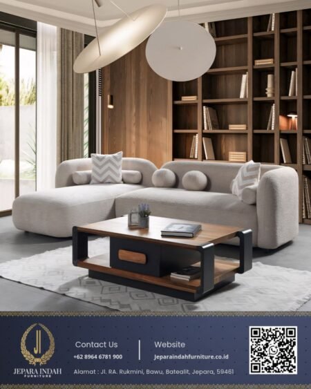 Sofa Sudut Ruang Tamu Estetik Japandi