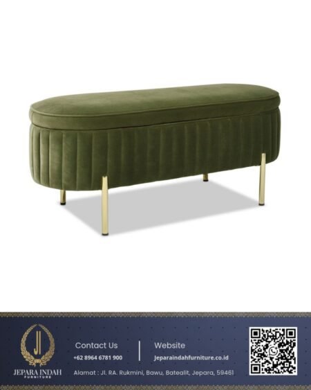 Stool Sofa Bench Storage Fluted Green Beludru