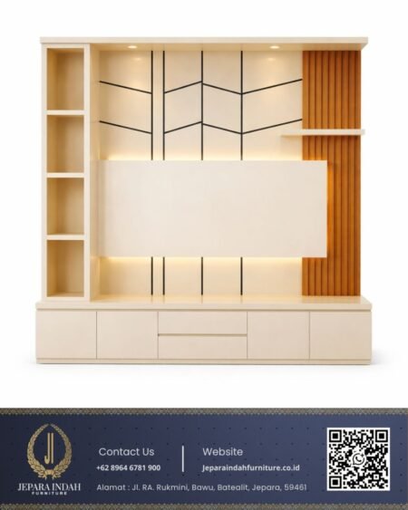 Backdrop TV Minimalis Modern dengan Lampu LED