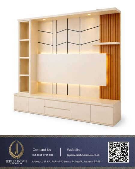 Backdrop TV Minimalis Modern dengan Lampu LED