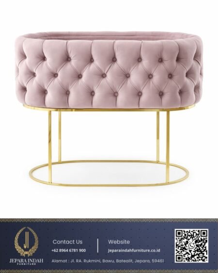 Box Tempat Tidur Bayi Oval Pink Kaki Stainless