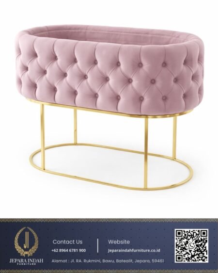 Box Tempat Tidur Bayi Oval Pink Kaki Stainless