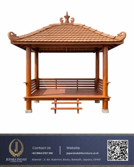 Gazebo Ukir Tradisional Jawa Kayu Jati Outdoor