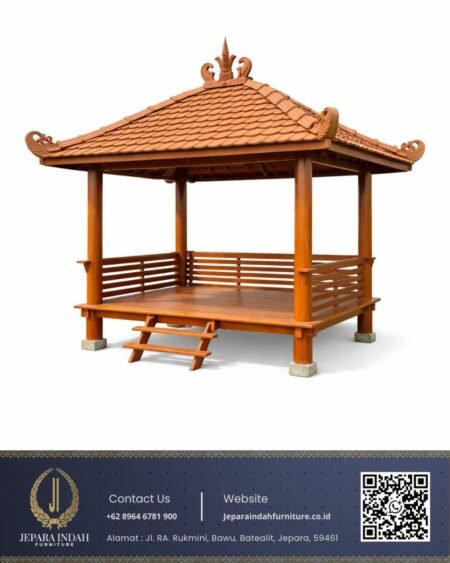 Gazebo Ukir Tradisional Jawa Kayu Jati Outdoor