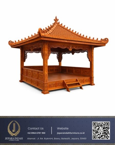 Gazebo kayu jati ukir relief jepara mewah