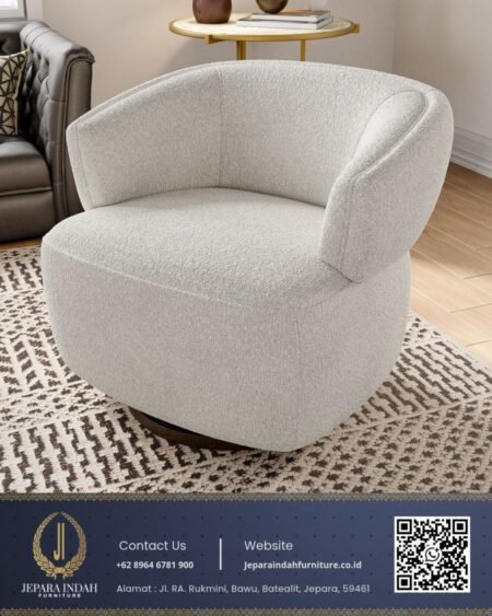 Kursi Swivel Santai Minimalis Off-White Ruang Tamu Elegan