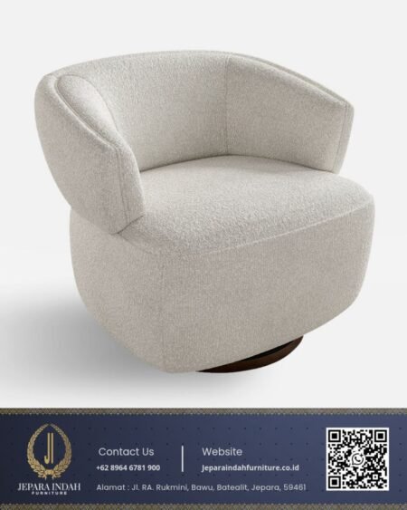 Kursi Swivel Santai Minimalis Off-White Ruang Tamu Elegan