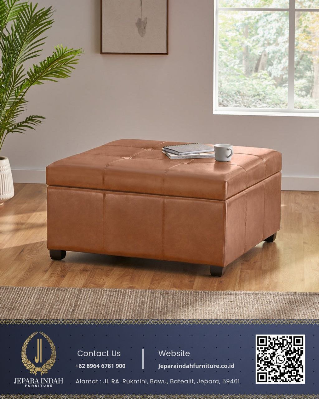 Kursi stool puf persegi minimalis gaya industrial