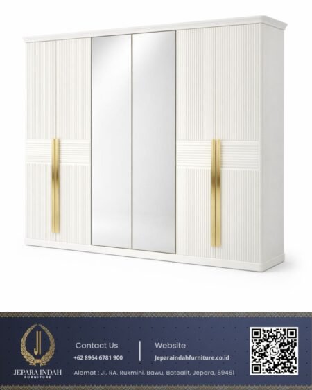 Lemari Baju Minimalis Modern 6 Pintu Cermin full body