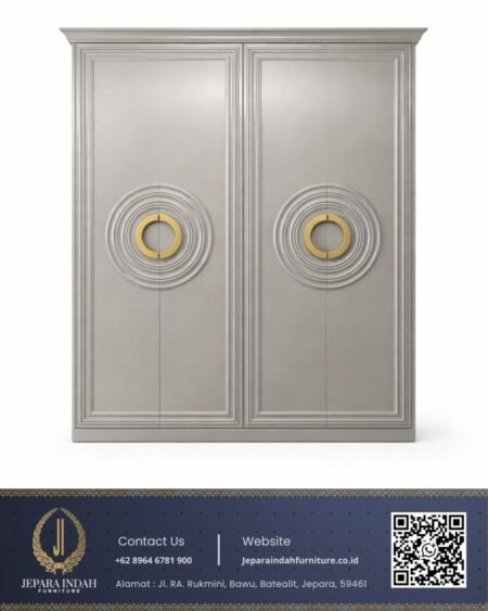 Lemari Baju Modern Classic Grey Gold Wardrobe Duco