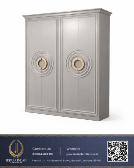 Lemari Baju Modern Classic Grey Gold Wardrobe Duco