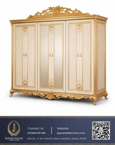 Lemari Baju Ukir Mewah 6 Pintu Luxury Style