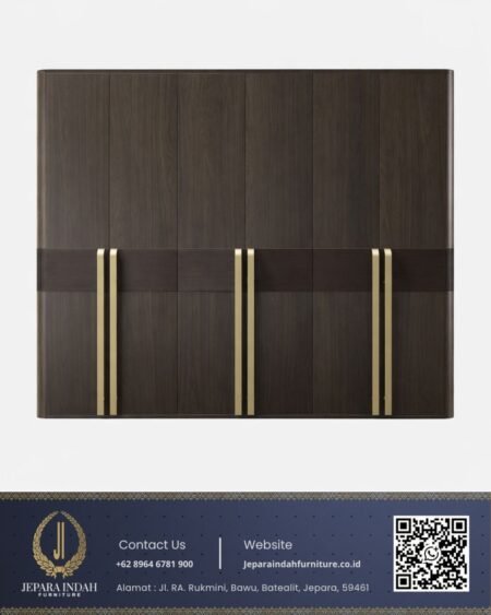 Lemari Pakaian 6 Pintu Minimalis Modern Dark Walnut
