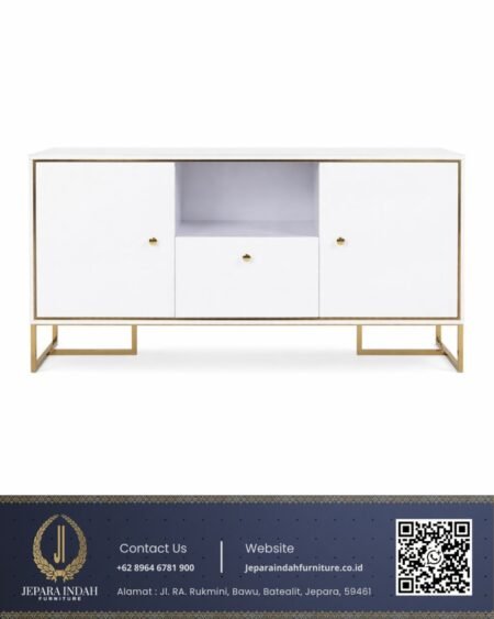 Meja Dresser Minimalis Interior Modern White Gold
