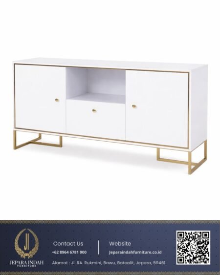 Meja Dresser Minimalis Interior Modern White Gold