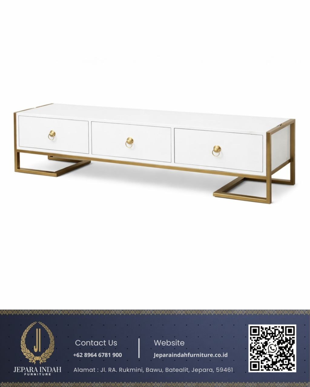 Meja TV minimalis modern stainless Jepara Indah Furniture