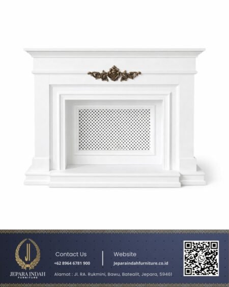 Perapian Dekorasi Kayu Klasik Mewah White Antique