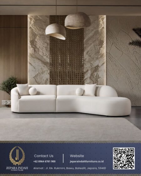 Sofa Minimalis Modern Japandi Sectional Cream White