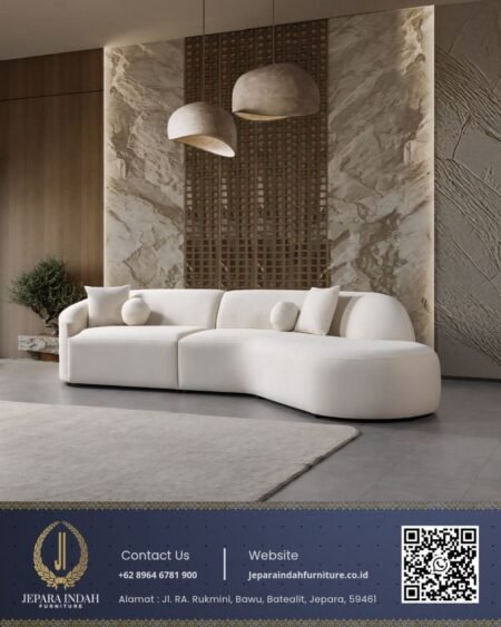 Sofa Minimalis Modern Japandi Sectional Cream White