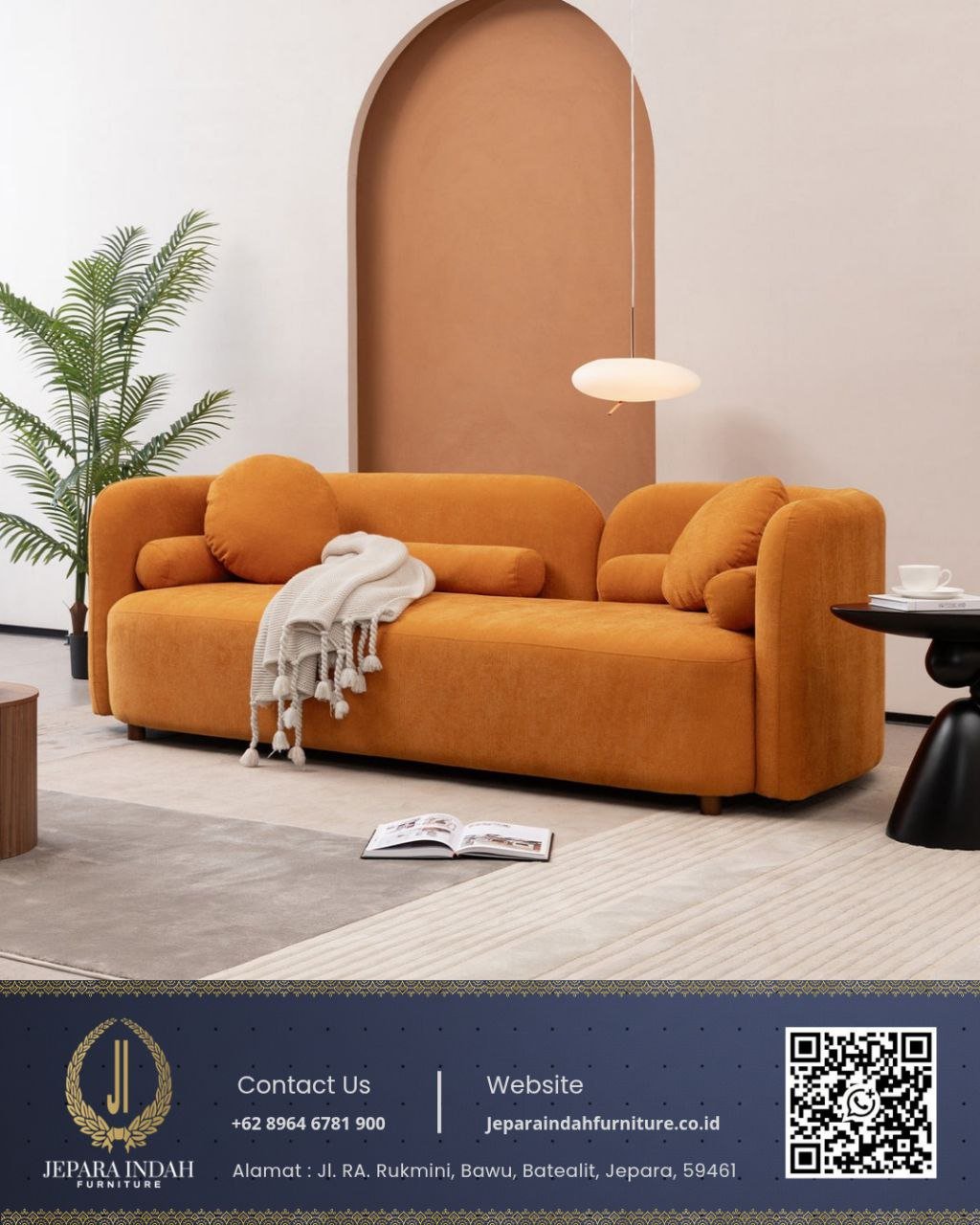 Sofa Minimalis Rounded Mewah 3 Seater Aesthetic