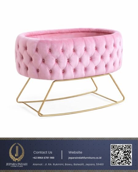 Tempat tidur bayi mewah aksen button tufted chesterfield