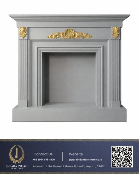 Fireplace Dekoratif Ukir Klasik Console Modern Warna Abu-Abu