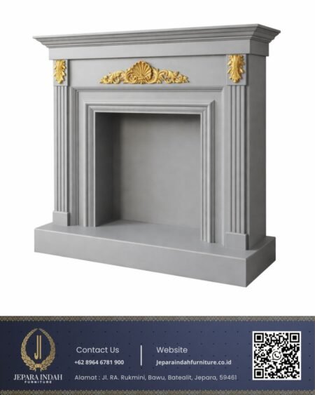 Fireplace Dekoratif Ukir Klasik Console Modern Warna Abu-Abu