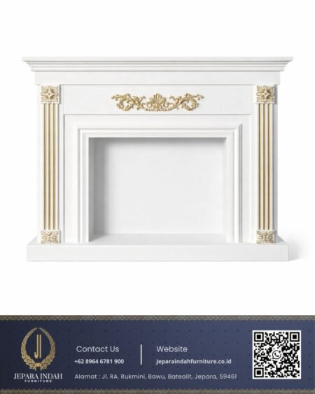 Frame Perapian Dekoratif Klasik Kombinasi Ukir Emas Minimalis