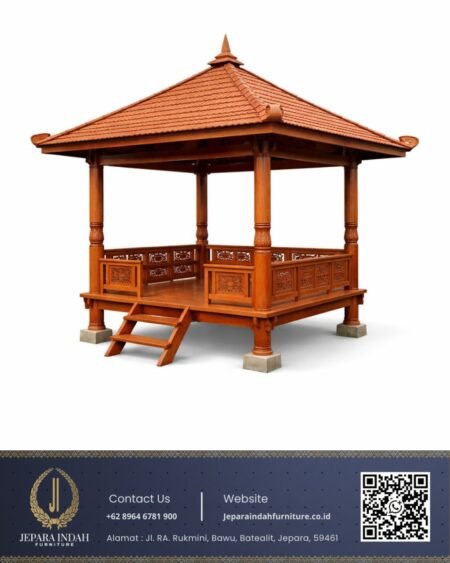 Gazebo Kayu Taman Villa Kayu Jati Ukir Tradisional