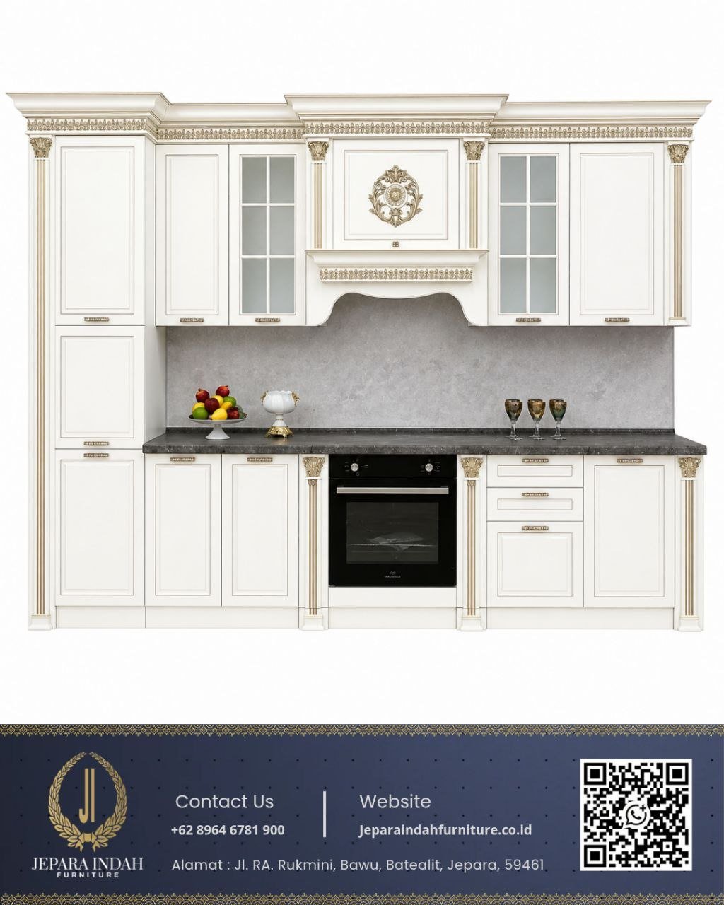 Kitchen Set Minimalis Klasik Duco Marmer Hitam Ivory Gold