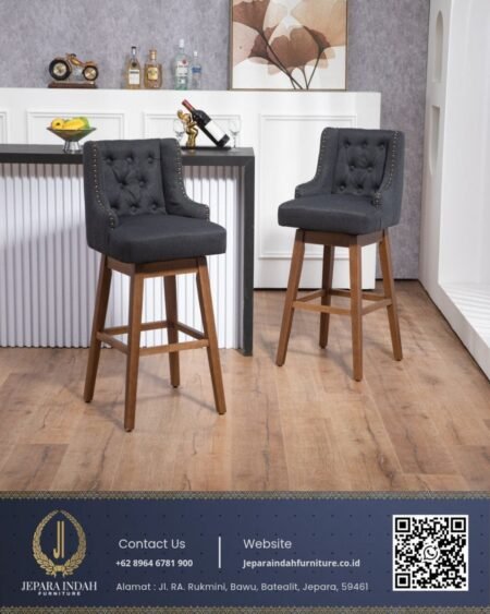 Kursi Bar Minimalis Modern Style Transitional Classic Charcoal Grey