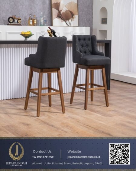 Kursi Bar Minimalis Modern Style Transitional Classic Charcoal Grey
