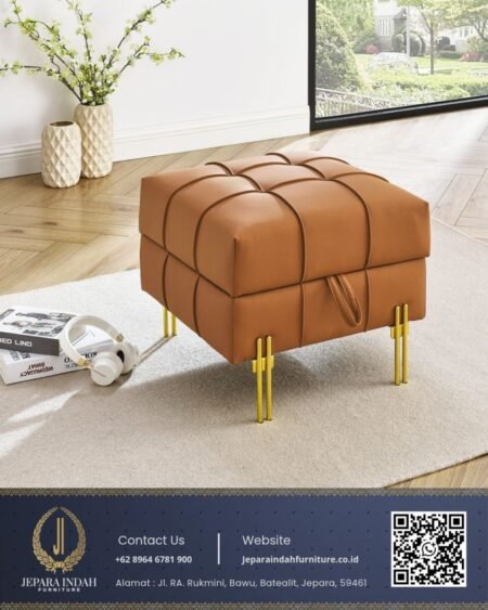 Kursi Stool Storage Aesthetic Minimalis Style Mid Century Kulit