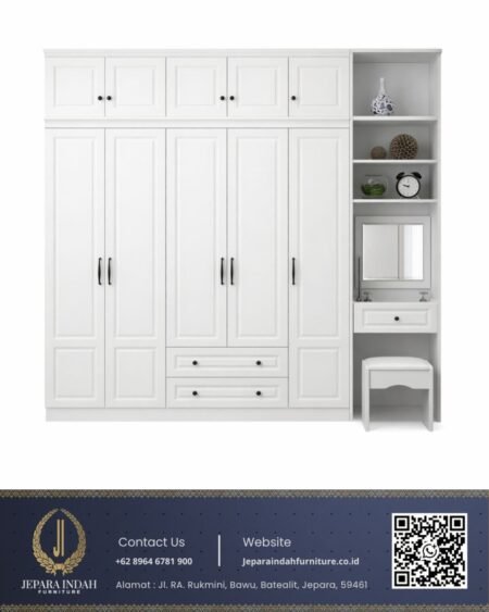 Lemari Pakaian Mewah Style Modern Vanity Classic Duco White
