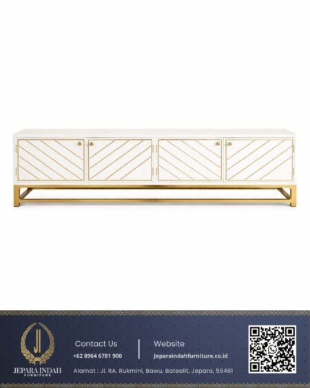 Meja Konsol TV Modern Style Glamour Kaki Stainless Frame