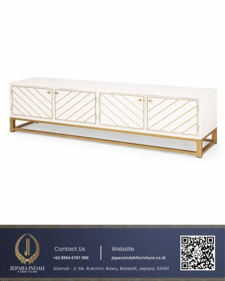 Meja Konsol TV Modern Style Glamour Kaki Stainless Frame