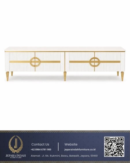 Meja TV Style Modern Glam White Gold Kaki Stainless