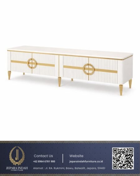 Meja TV Style Modern Glam White Gold Kaki Stainless