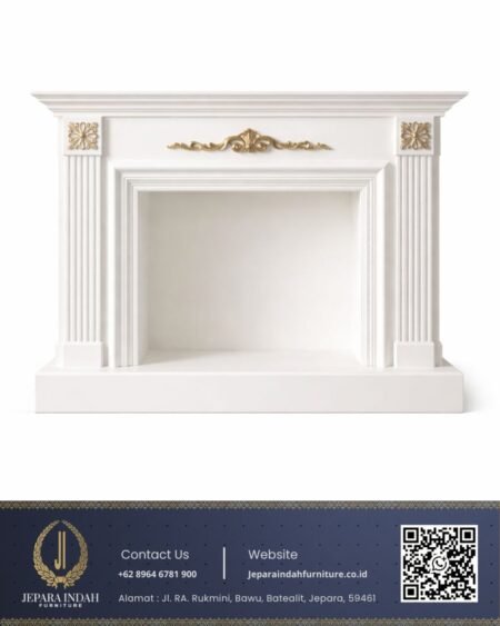 Perapian Buatan Klasik White Gold Fireplace Jepara