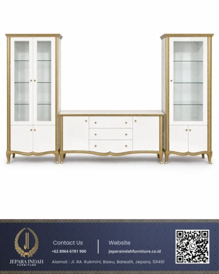 Set Bufet TV Modern Klasik Duco White Gold
