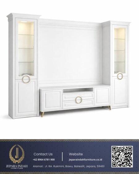 Set Lemari TV Ruang Tamu Modern Contemporary Luxury White