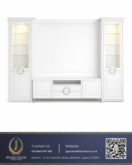 Set Lemari TV Ruang Tamu Modern Contemporary Luxury White