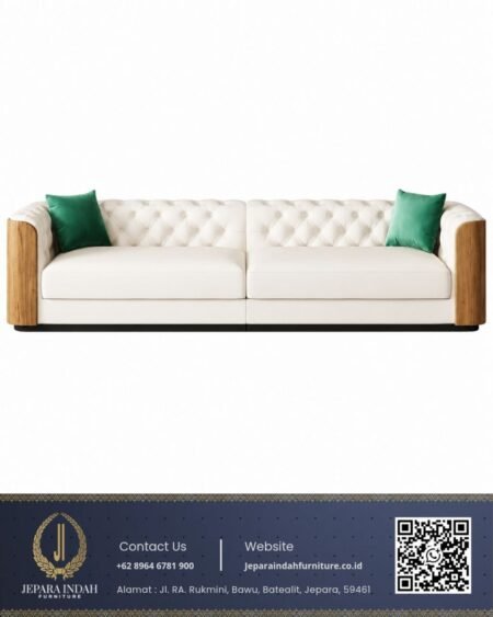 Sofa Chesterfield Minimalis Modern White Leather Executive